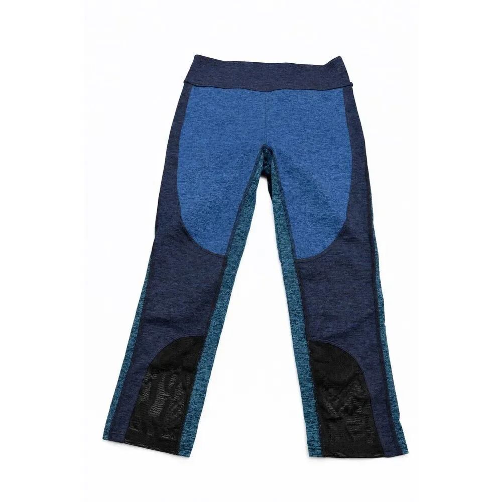 Free People Movement Dylan High Waist Crop Leggings Blue Marled Mesh Size Medium